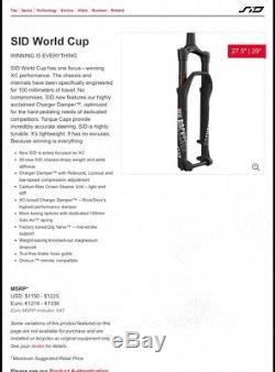 2018 Rockshox Sid World Cup Charger2 Damper 1480g With OneLoc Price Drop